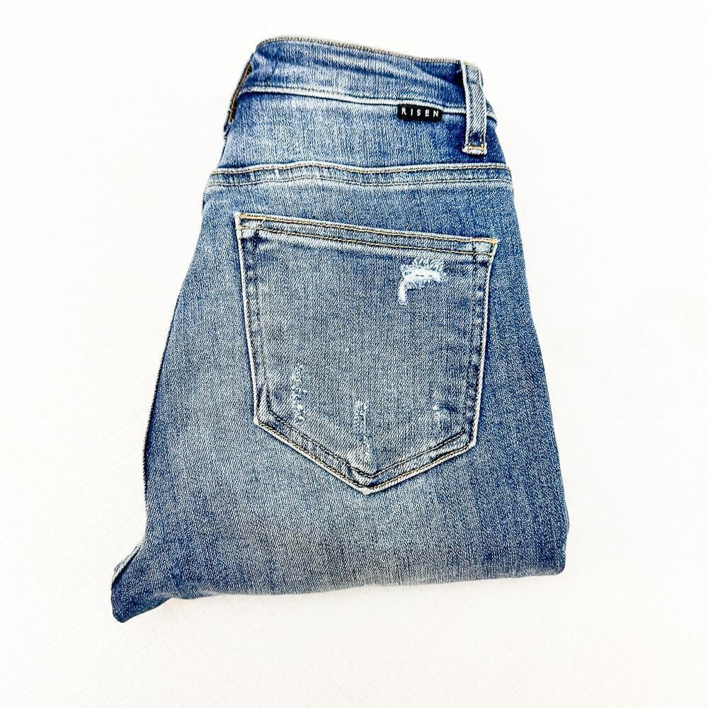 Risen Ripped Distressed Ripped Bootcut Flared Denim Jeans Size 0/24